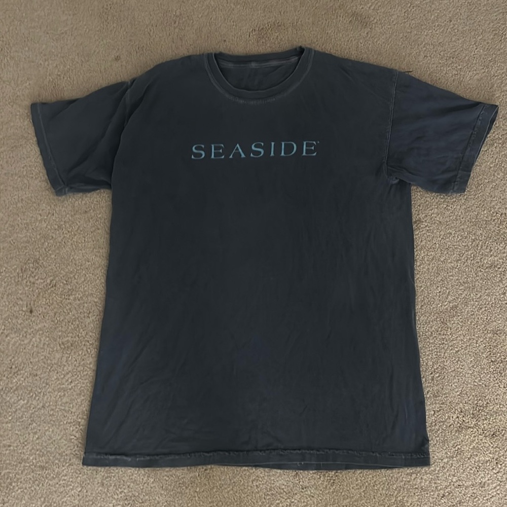 Cute grey with teal lettering seaside t-shirt!